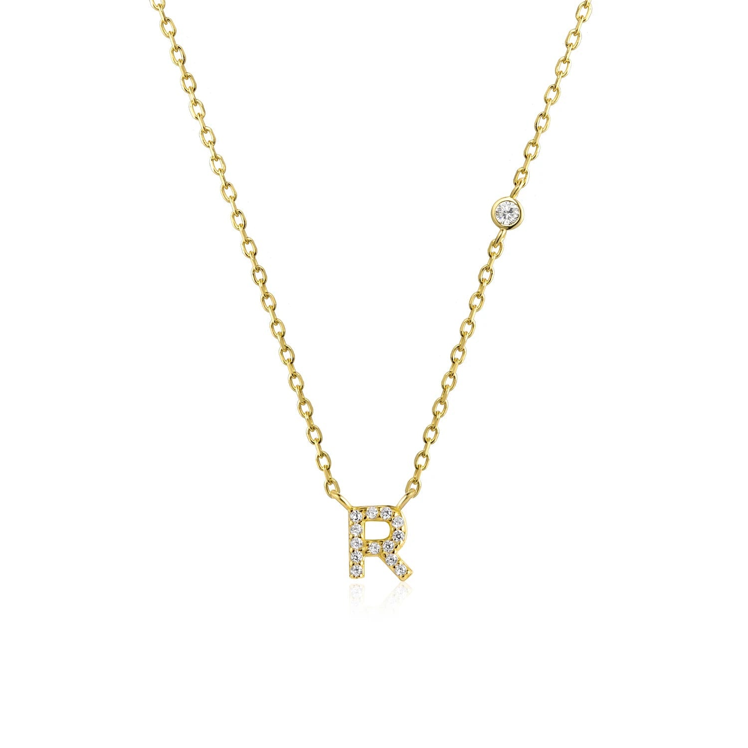 925 Sterling Silver Gold Small 26 Letters A - Z Zircon CZ Pendant Monogram Necklace Me 2020 Initial Alphabet M A Jewelry - LEIDAI