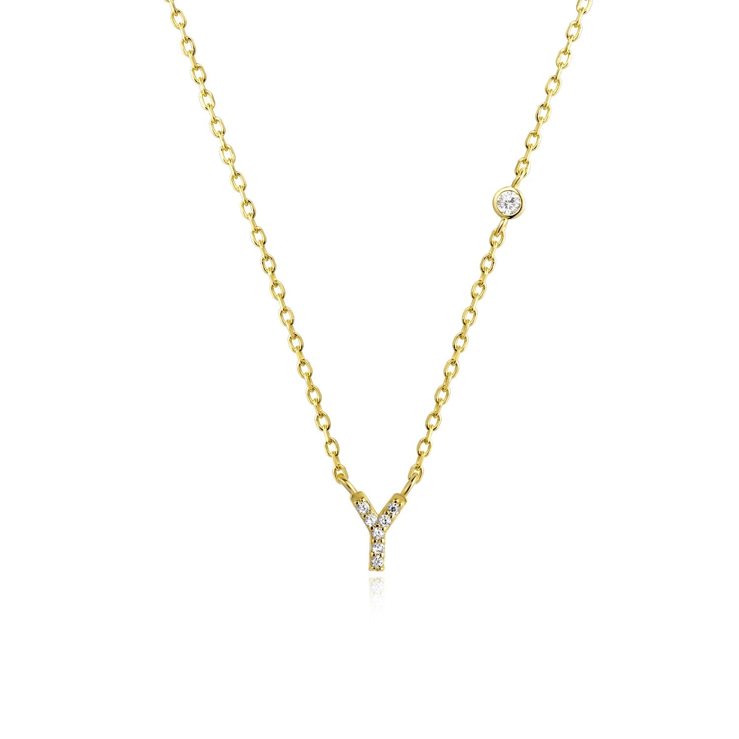 925 Sterling Silver Gold Small 26 Letters A - Z Zircon CZ Pendant Monogram Necklace Me 2020 Initial Alphabet M A Jewelry - LEIDAI