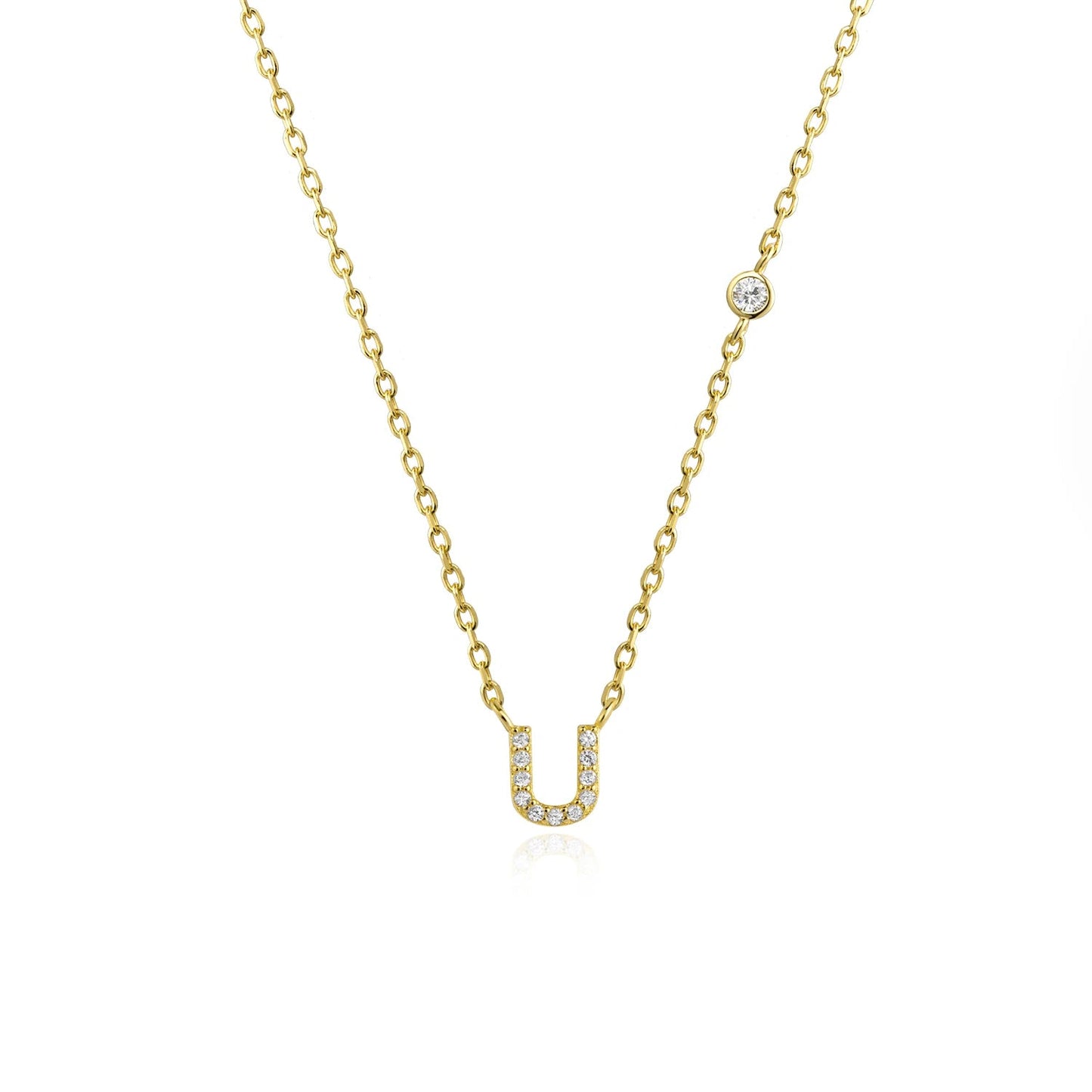 925 Sterling Silver Gold Small 26 Letters A - Z Zircon CZ Pendant Monogram Necklace Me 2020 Initial Alphabet M A Jewelry - LEIDAI