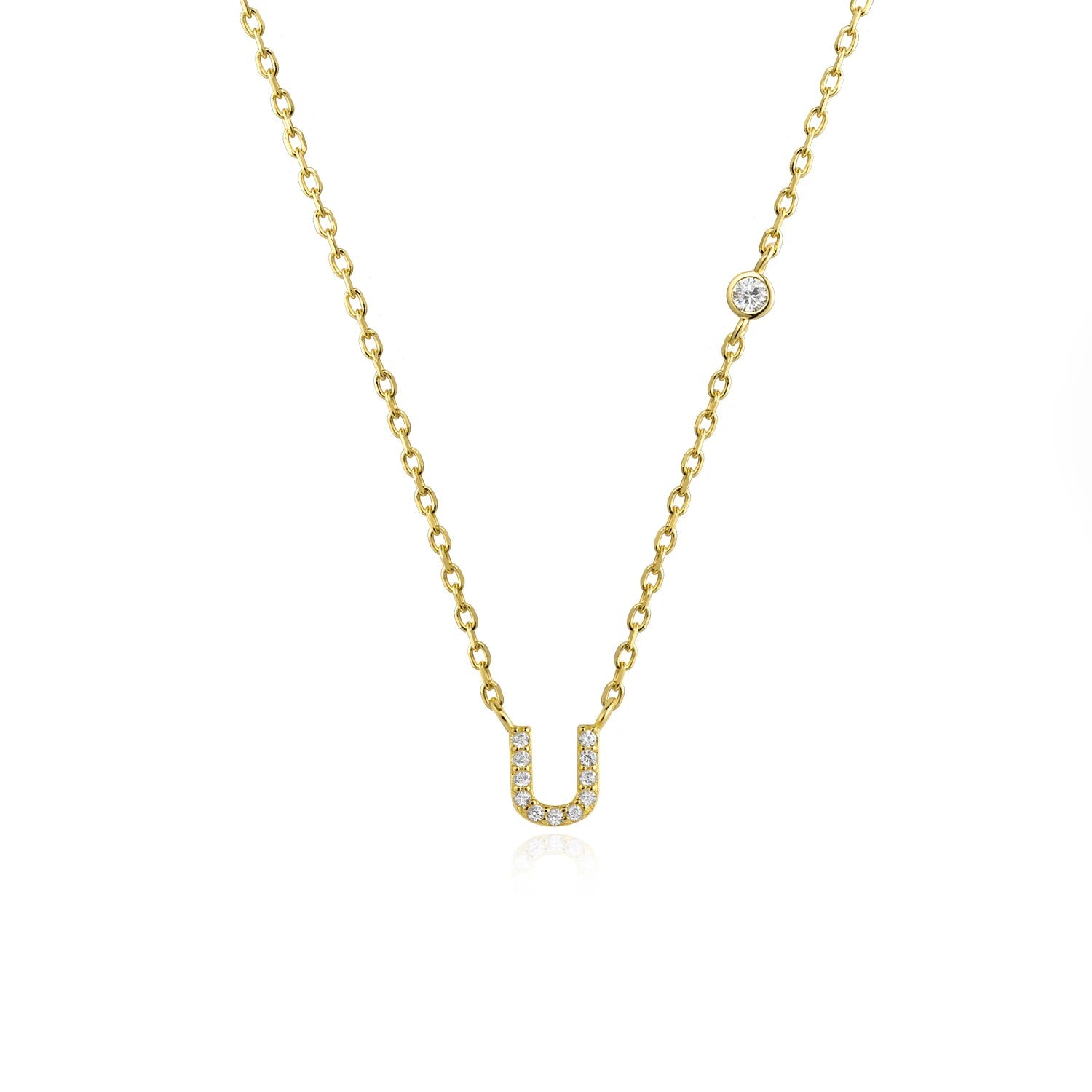 925 Sterling Silver Gold Small 26 Letters A - Z Zircon CZ Pendant Monogram Necklace Me 2020 Initial Alphabet M A Jewelry - LEIDAI