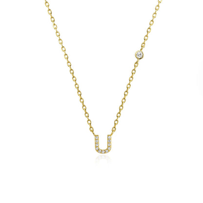 925 Sterling Silver Gold Small 26 Letters A - Z Zircon CZ Pendant Monogram Necklace Me 2020 Initial Alphabet M A Jewelry - LEIDAI