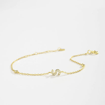 925 Sterling Silver Initial 26 Letters Alphabet Monogram Gold Name Bracelet Crystal CZ Zircon 2021 Fashionable Jewelry - LEIDAI
