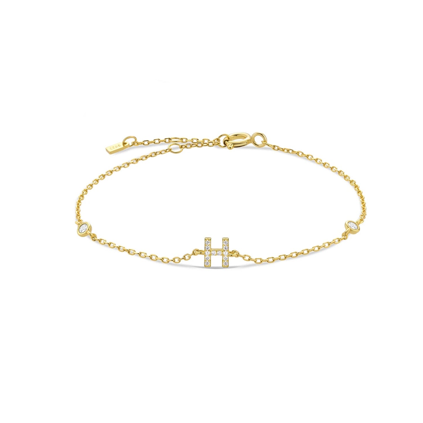 925 Sterling Silver Initial 26 Letters Alphabet Monogram Gold Name Bracelet Crystal CZ Zircon 2021 Fashionable Jewelry - LEIDAI