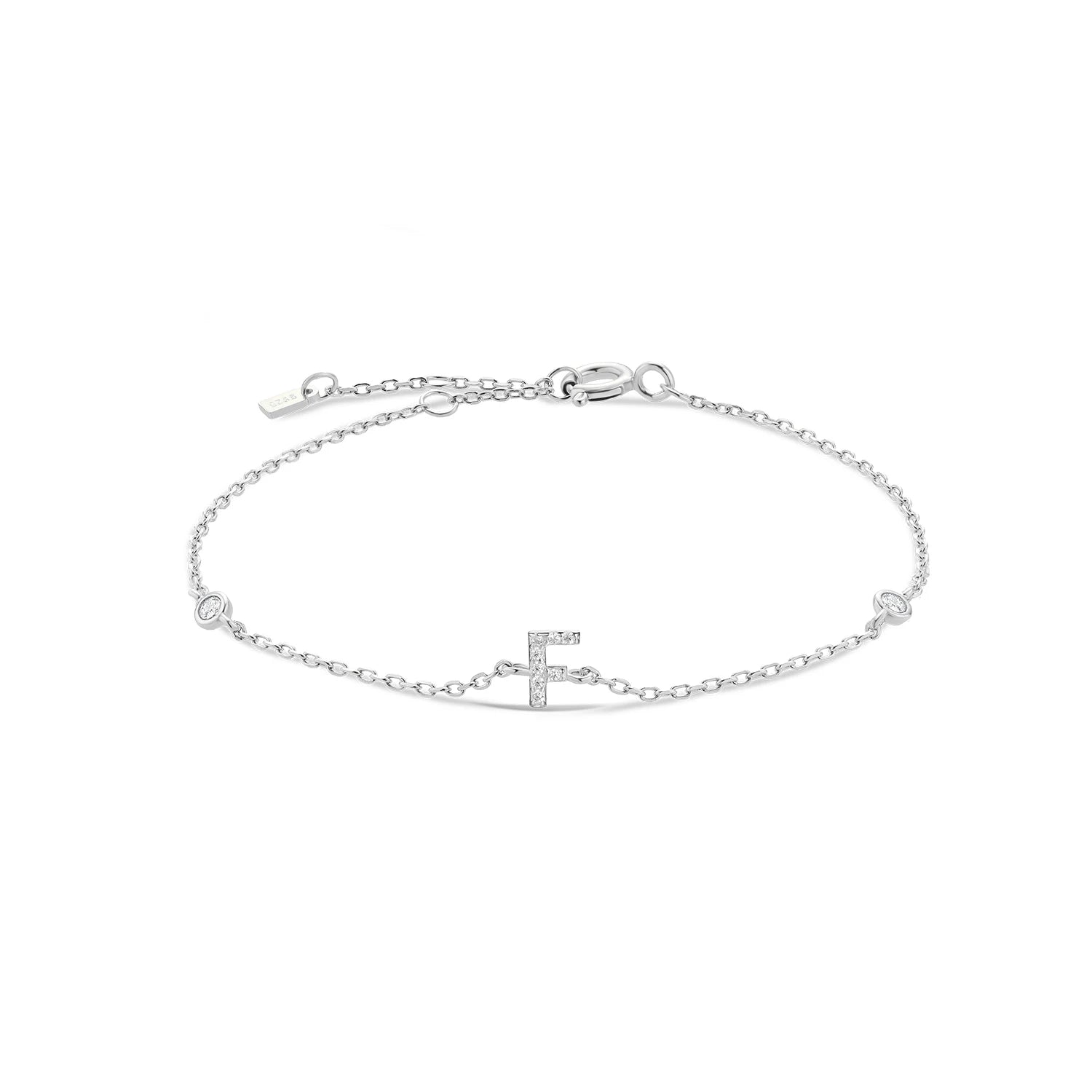 925 Sterling Silver Initial 26 Letters Alphabet Monogram Gold Name Bracelet Crystal CZ Zircon 2021 Fashionable Jewelry - LEIDAI