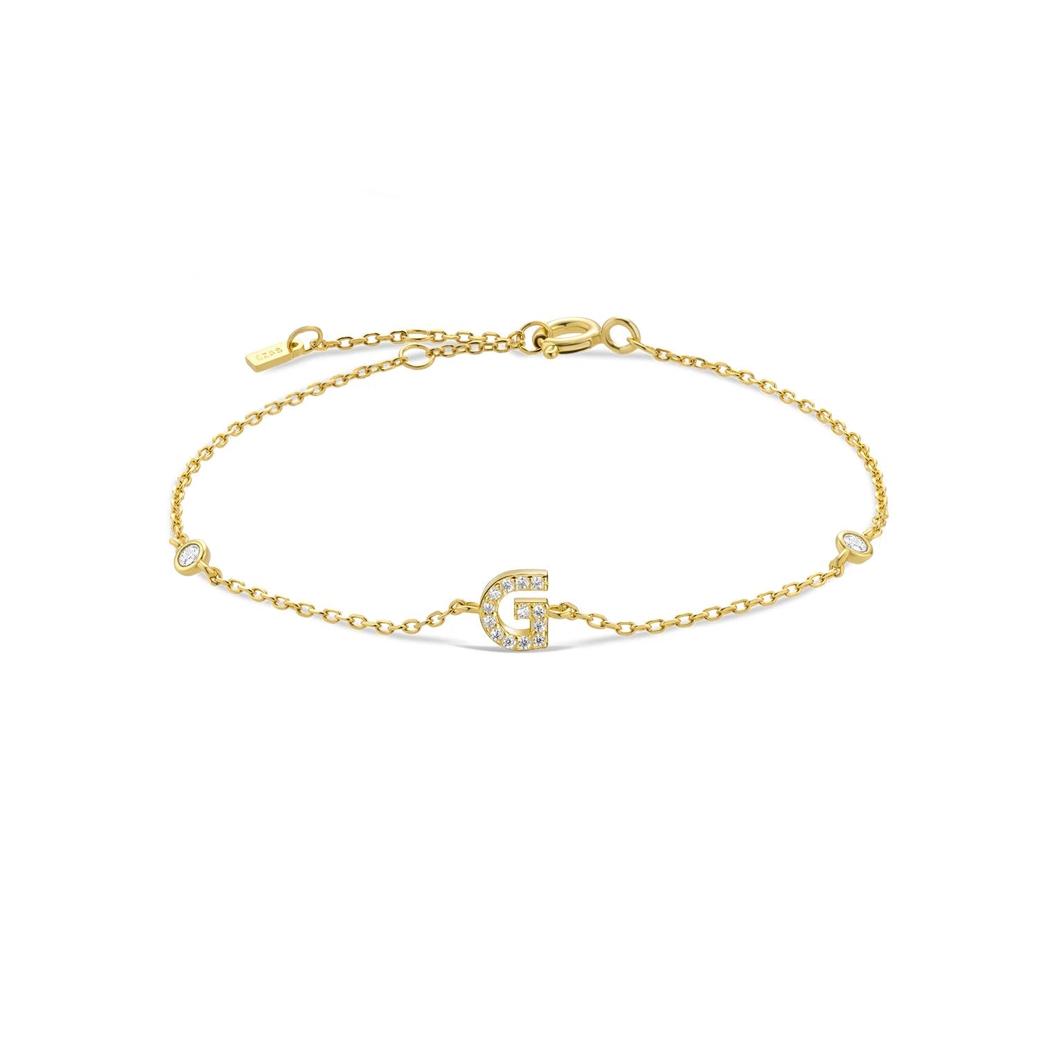 925 Sterling Silver Initial 26 Letters Alphabet Monogram Gold Name Bracelet Crystal CZ Zircon 2021 Fashionable Jewelry - LEIDAI