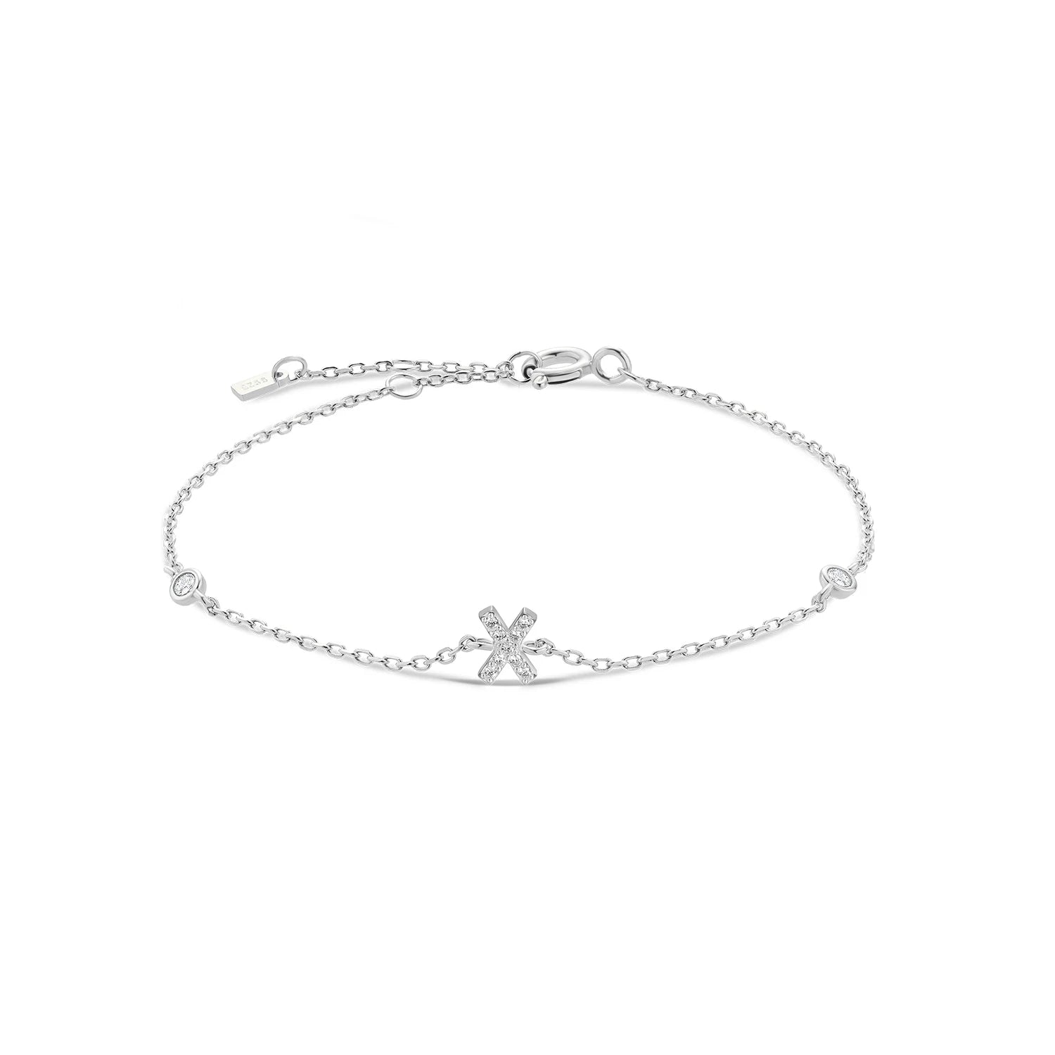 925 Sterling Silver Initial 26 Letters Alphabet Monogram Gold Name Bracelet Crystal CZ Zircon 2021 Fashionable Jewelry - LEIDAI