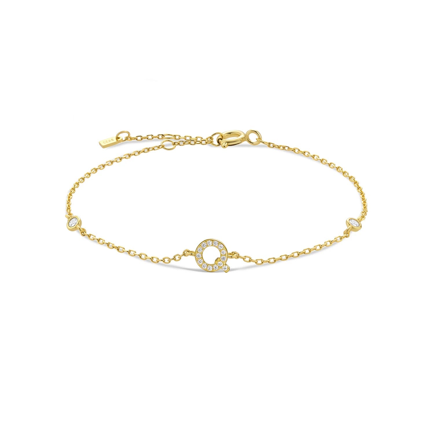 925 Sterling Silver Initial 26 Letters Alphabet Monogram Gold Name Bracelet Crystal CZ Zircon 2021 Fashionable Jewelry - LEIDAI
