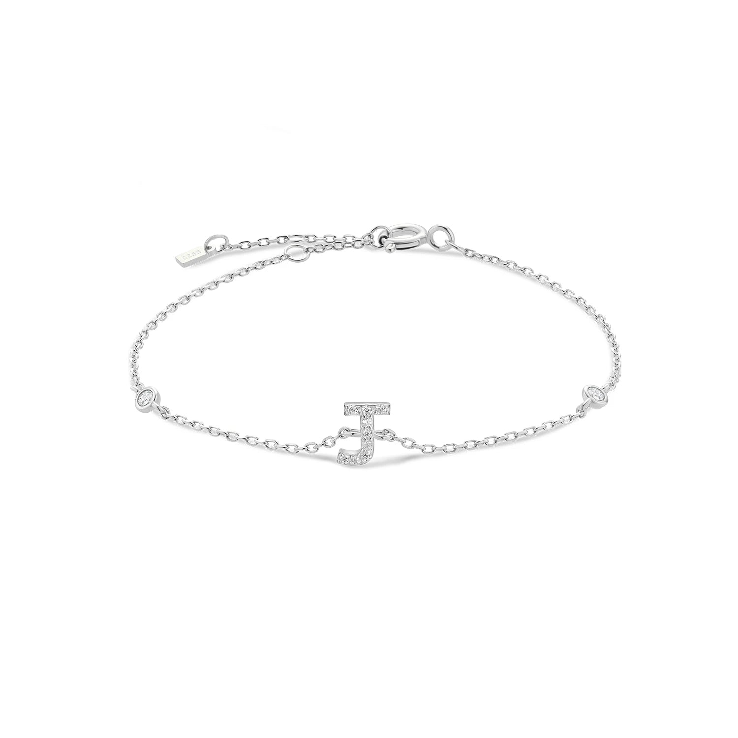 925 Sterling Silver Initial 26 Letters Alphabet Monogram Gold Name Bracelet Crystal CZ Zircon 2021 Fashionable Jewelry - LEIDAI