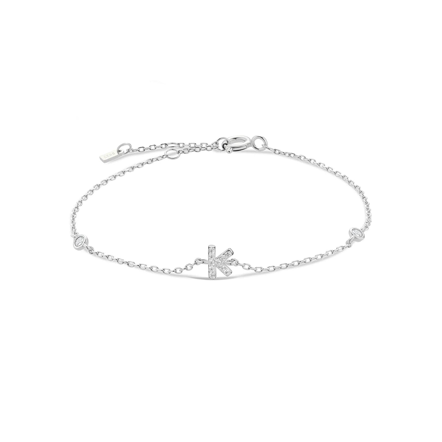 925 Sterling Silver Initial 26 Letters Alphabet Monogram Gold Name Bracelet Crystal CZ Zircon 2021 Fashionable Jewelry - LEIDAI