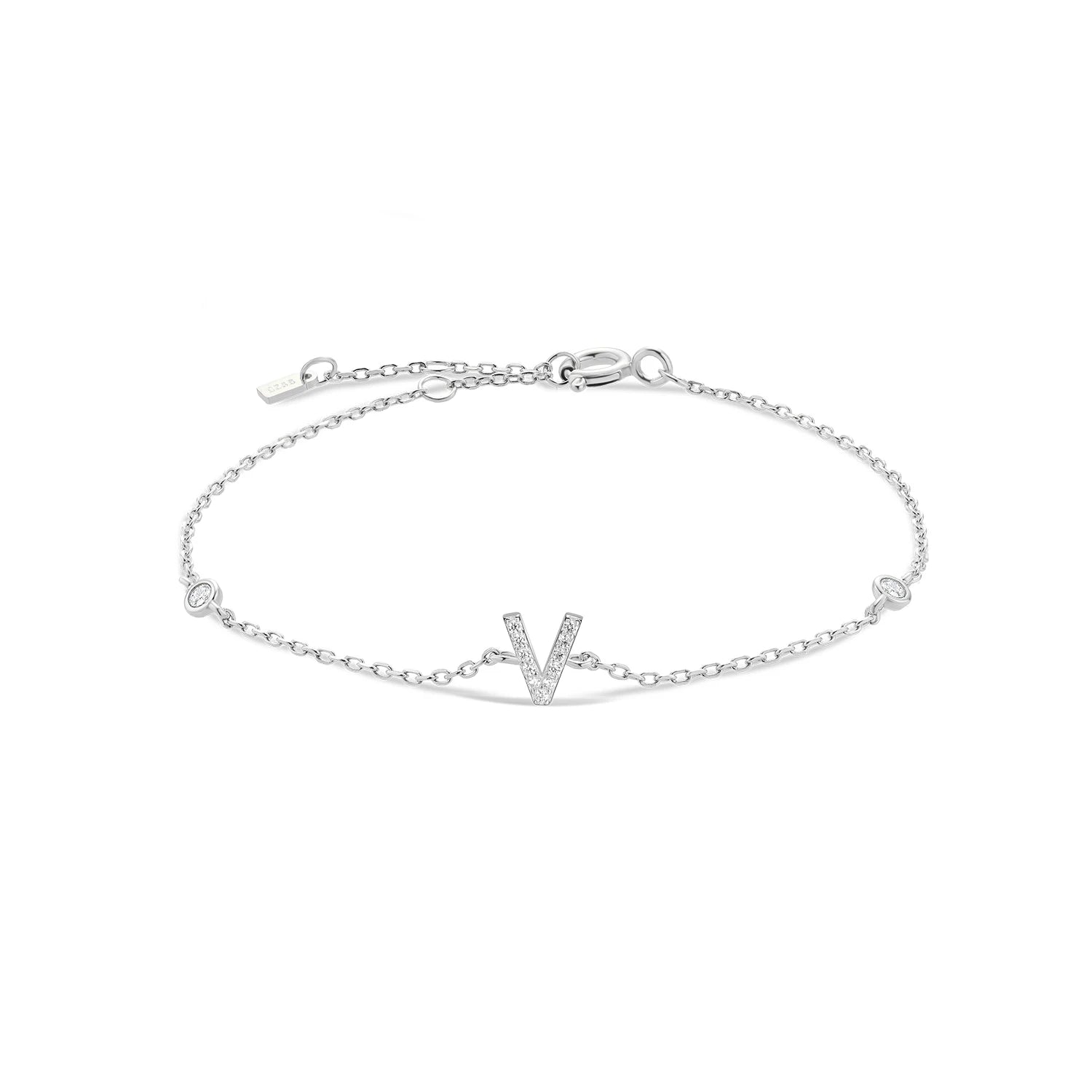 925 Sterling Silver Initial 26 Letters Alphabet Monogram Gold Name Bracelet Crystal CZ Zircon 2021 Fashionable Jewelry - LEIDAI
