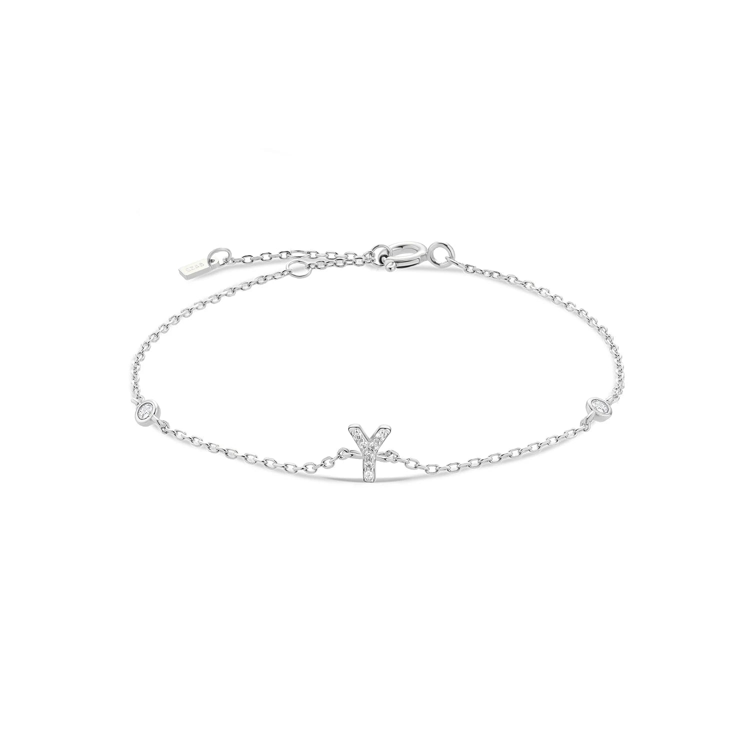 925 Sterling Silver Initial 26 Letters Alphabet Monogram Gold Name Bracelet Crystal CZ Zircon 2021 Fashionable Jewelry - LEIDAI