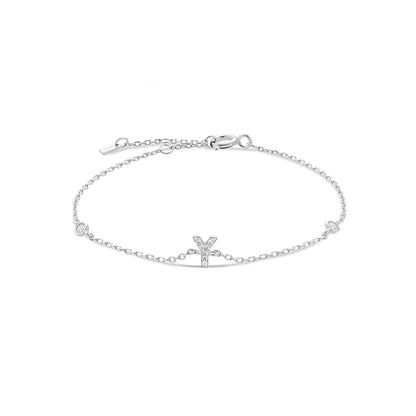 925 Sterling Silver Initial 26 Letters Alphabet Monogram Gold Name Bracelet Crystal CZ Zircon 2021 Fashionable Jewelry - LEIDAI