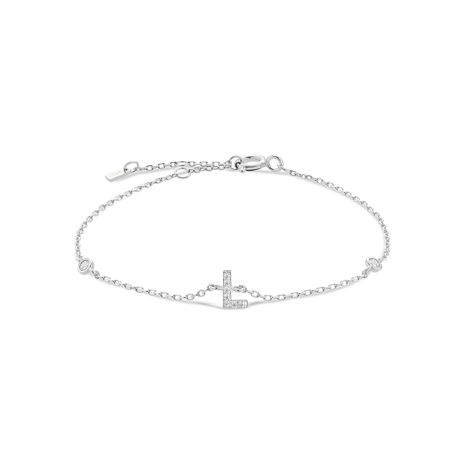 925 Sterling Silver Initial 26 Letters Alphabet Monogram Gold Name Bracelet Crystal CZ Zircon 2021 Fashionable Jewelry - LEIDAI