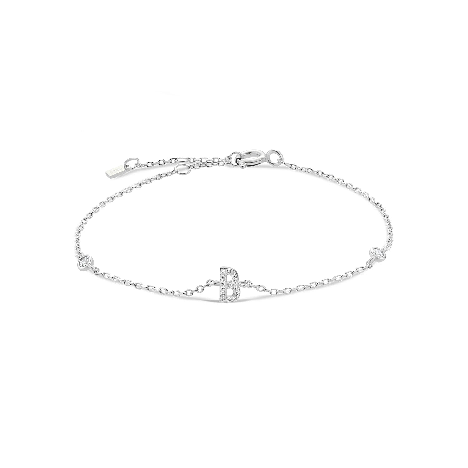 925 Sterling Silver Initial 26 Letters Alphabet Monogram Gold Name Bracelet Crystal CZ Zircon 2021 Fashionable Jewelry - LEIDAI