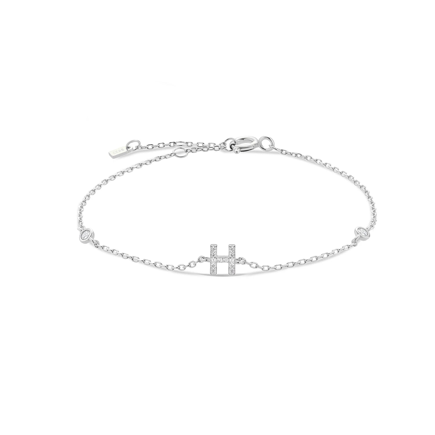 925 Sterling Silver Initial 26 Letters Alphabet Monogram Gold Name Bracelet Crystal CZ Zircon 2021 Fashionable Jewelry - LEIDAI