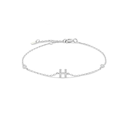 925 Sterling Silver Initial 26 Letters Alphabet Monogram Gold Name Bracelet Crystal CZ Zircon 2021 Fashionable Jewelry - LEIDAI