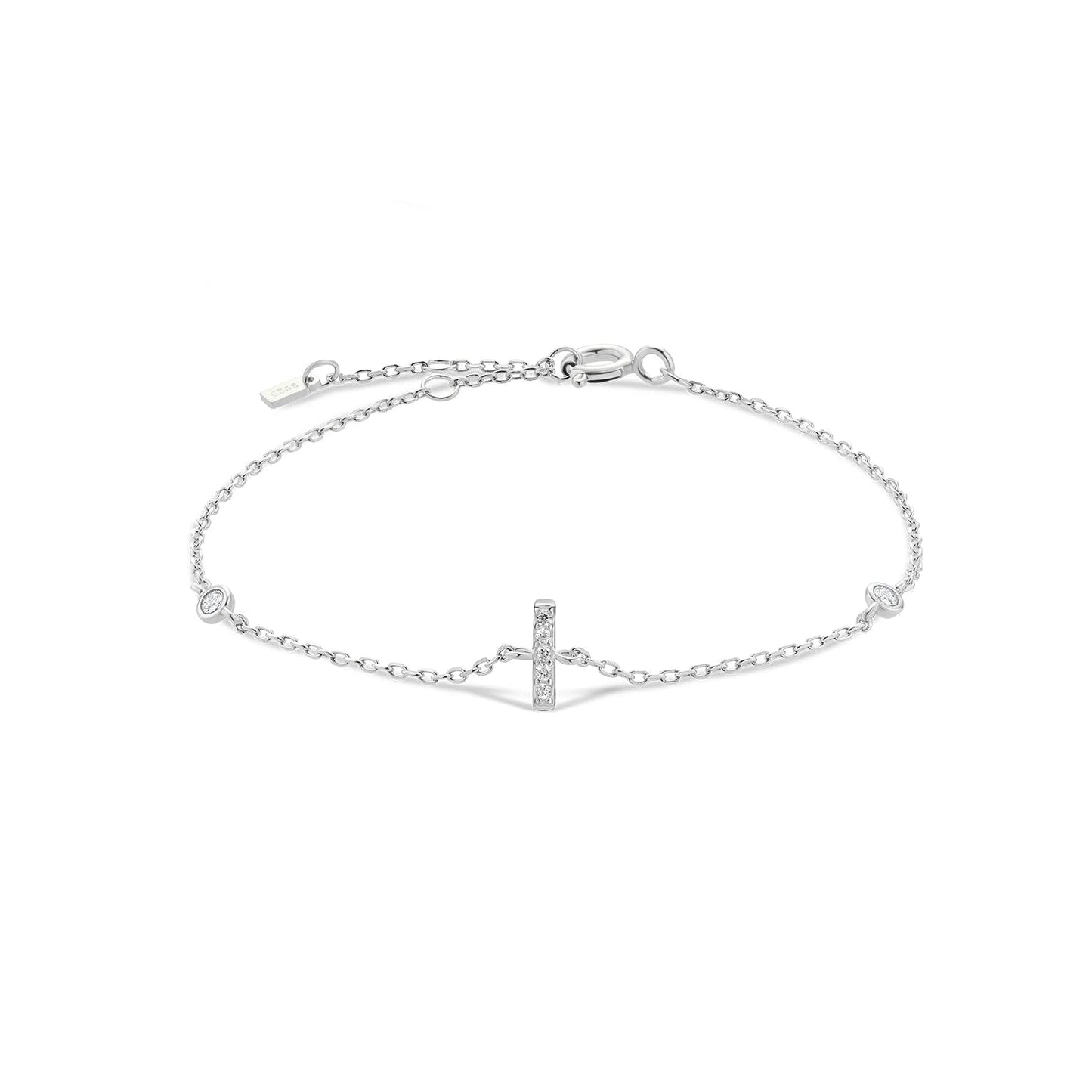 925 Sterling Silver Initial 26 Letters Alphabet Monogram Gold Name Bracelet Crystal CZ Zircon 2021 Fashionable Jewelry - LEIDAI