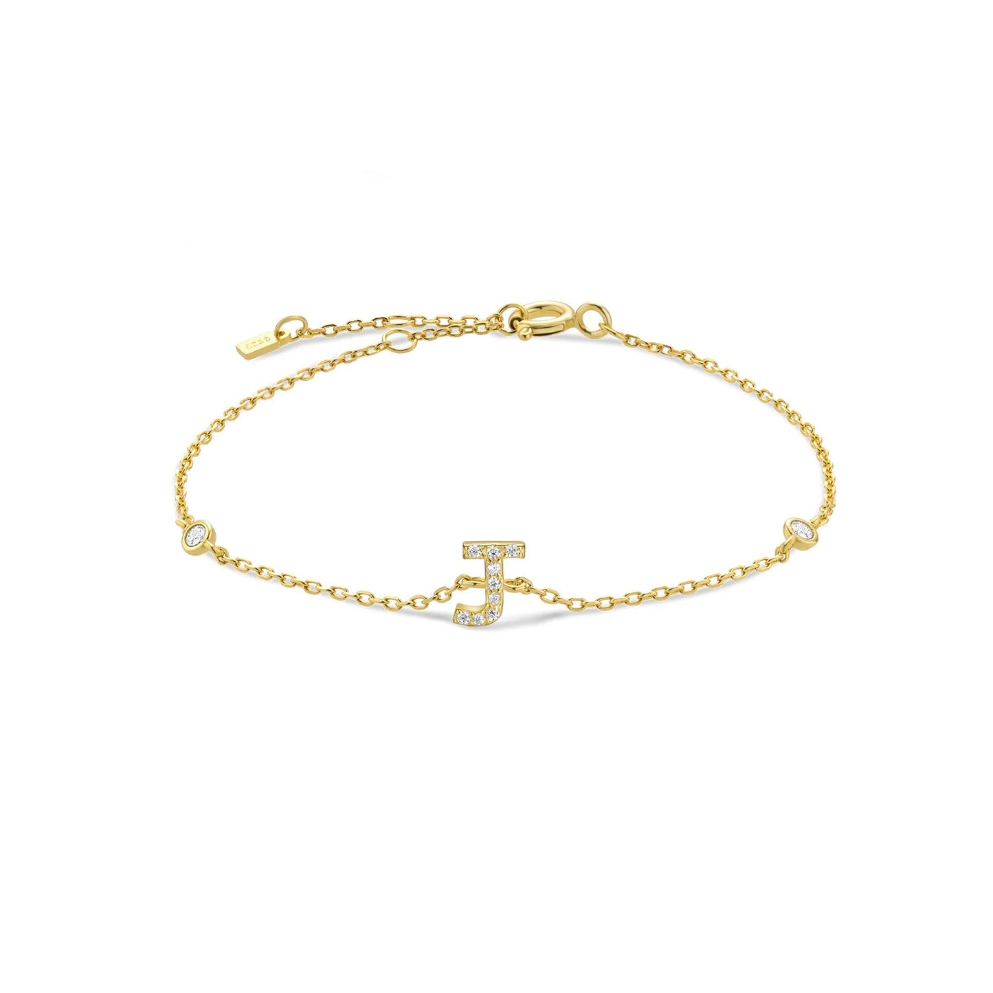 925 Sterling Silver Initial 26 Letters Alphabet Monogram Gold Name Bracelet Crystal CZ Zircon 2021 Fashionable Jewelry - LEIDAI