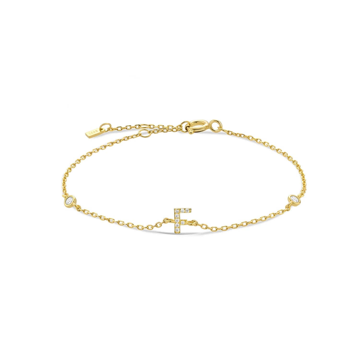 925 Sterling Silver Initial 26 Letters Alphabet Monogram Gold Name Bracelet Crystal CZ Zircon 2021 Fashionable Jewelry - LEIDAI
