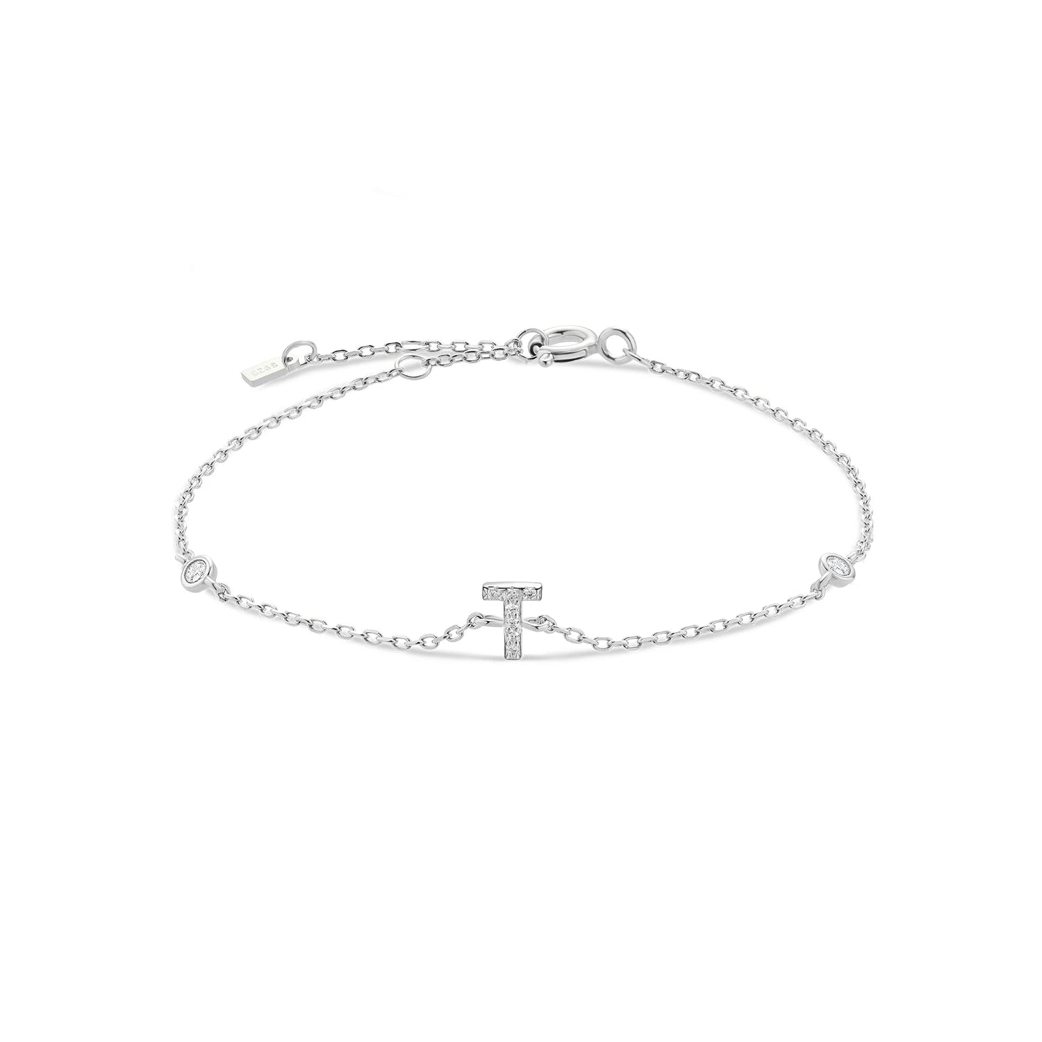 925 Sterling Silver Initial 26 Letters Alphabet Monogram Gold Name Bracelet Crystal CZ Zircon 2021 Fashionable Jewelry - LEIDAI