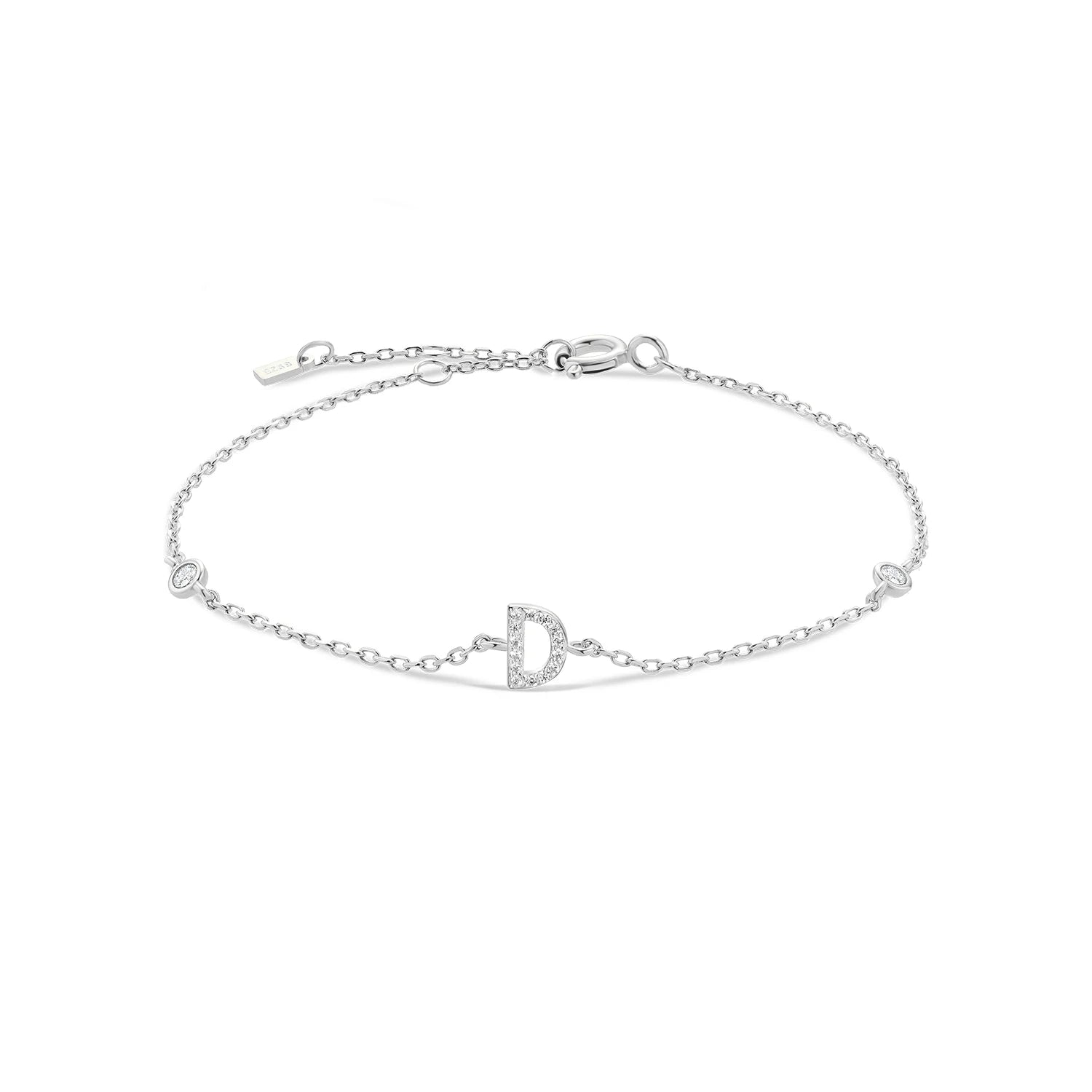 925 Sterling Silver Initial 26 Letters Alphabet Monogram Gold Name Bracelet Crystal CZ Zircon 2021 Fashionable Jewelry - LEIDAI