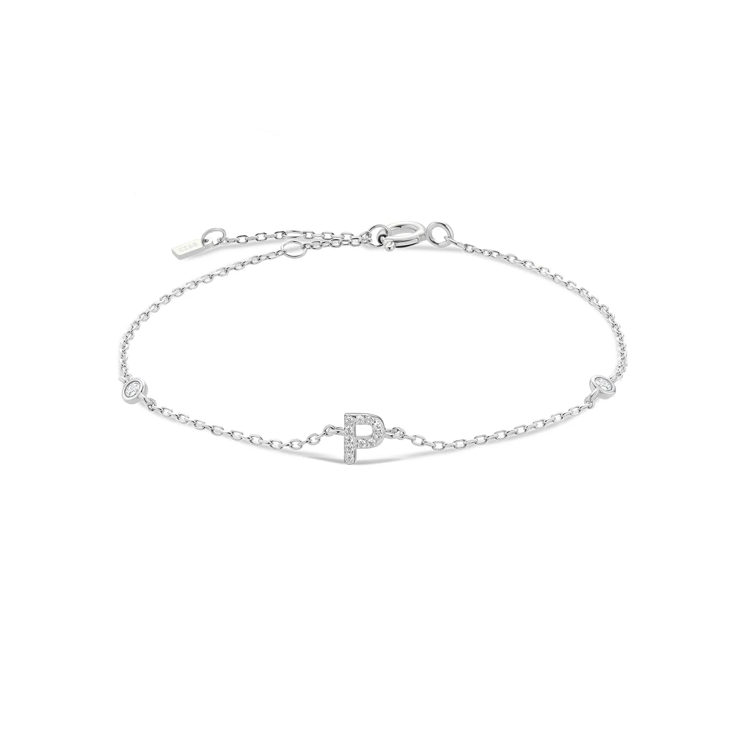 925 Sterling Silver Initial 26 Letters Alphabet Monogram Gold Name Bracelet Crystal CZ Zircon 2021 Fashionable Jewelry - LEIDAI