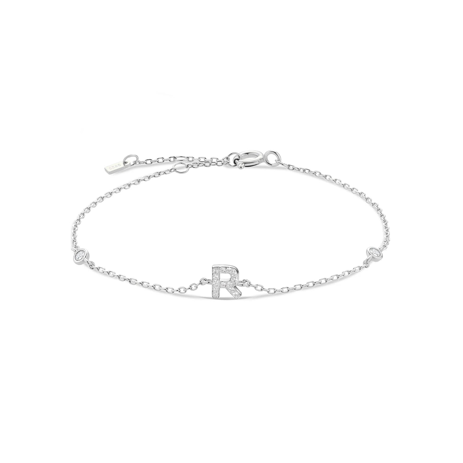 925 Sterling Silver Initial 26 Letters Alphabet Monogram Gold Name Bracelet Crystal CZ Zircon 2021 Fashionable Jewelry - LEIDAI