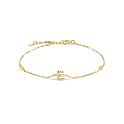 925 Sterling Silver Initial 26 Letters Alphabet Monogram Gold Name Bracelet Crystal CZ Zircon 2021 Fashionable Jewelry - LEIDAI