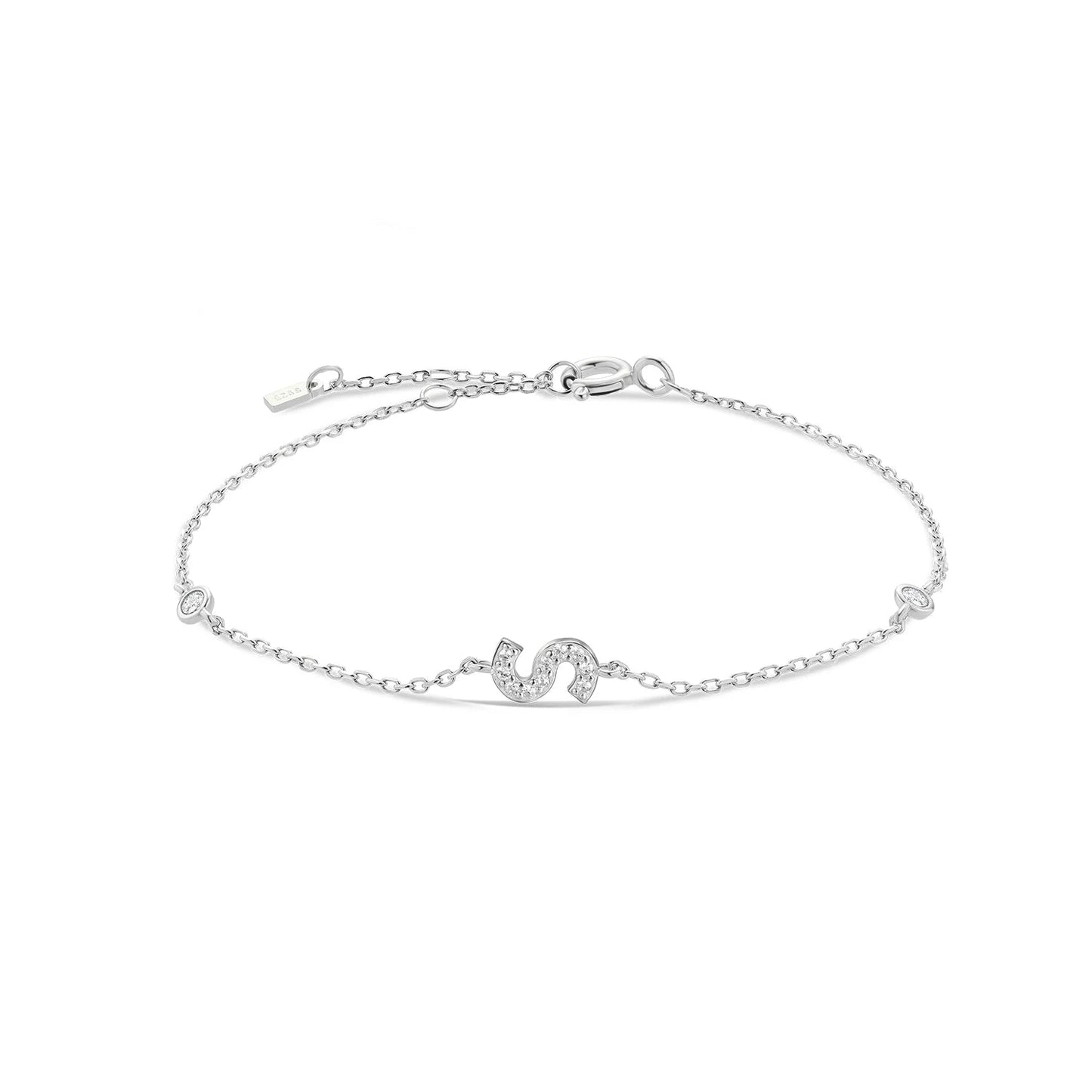 925 Sterling Silver Initial 26 Letters Alphabet Monogram Gold Name Bracelet Crystal CZ Zircon 2021 Fashionable Jewelry - LEIDAI