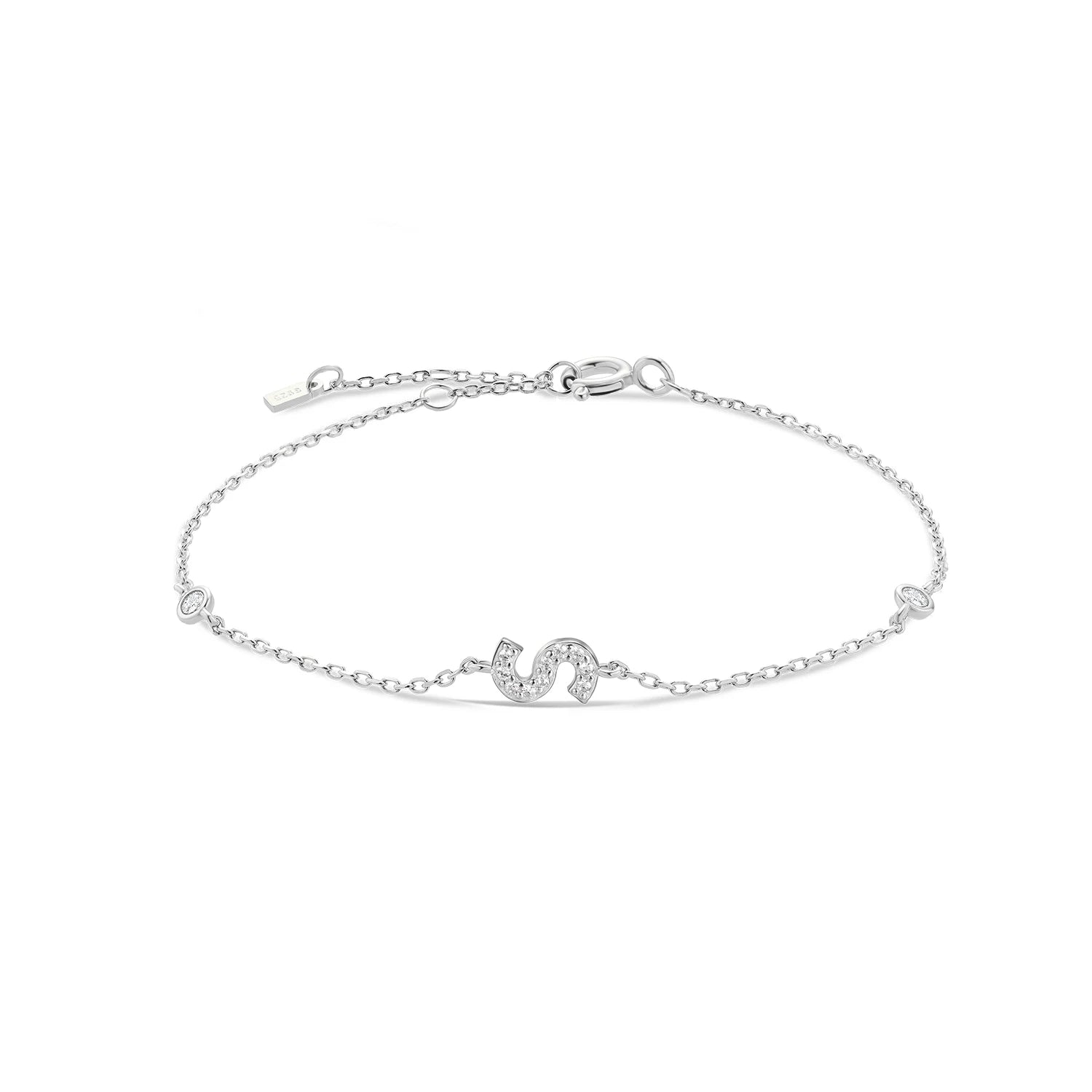 925 Sterling Silver Initial 26 Letters Alphabet Monogram Gold Name Bracelet Crystal CZ Zircon 2021 Fashionable Jewelry - LEIDAI