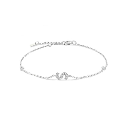 925 Sterling Silver Initial 26 Letters Alphabet Monogram Gold Name Bracelet Crystal CZ Zircon 2021 Fashionable Jewelry - LEIDAI