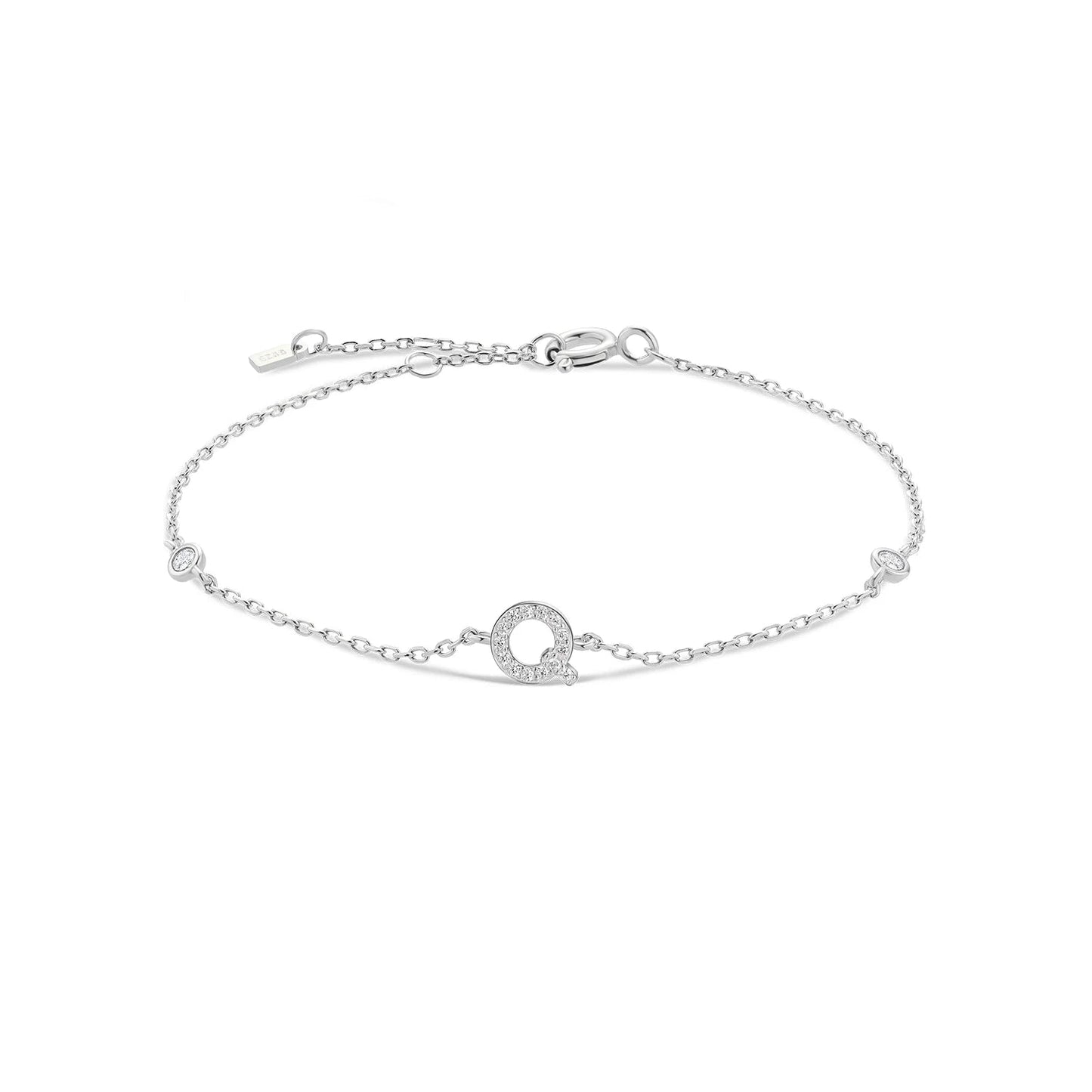 925 Sterling Silver Initial 26 Letters Alphabet Monogram Gold Name Bracelet Crystal CZ Zircon 2021 Fashionable Jewelry - LEIDAI