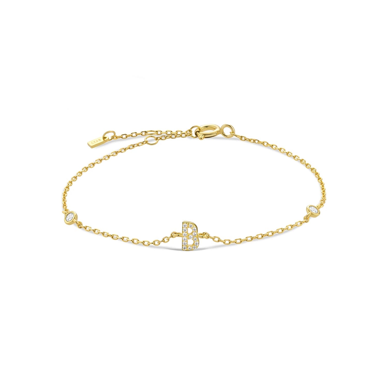 925 Sterling Silver Initial 26 Letters Alphabet Monogram Gold Name Bracelet Crystal CZ Zircon 2021 Fashionable Jewelry - LEIDAI