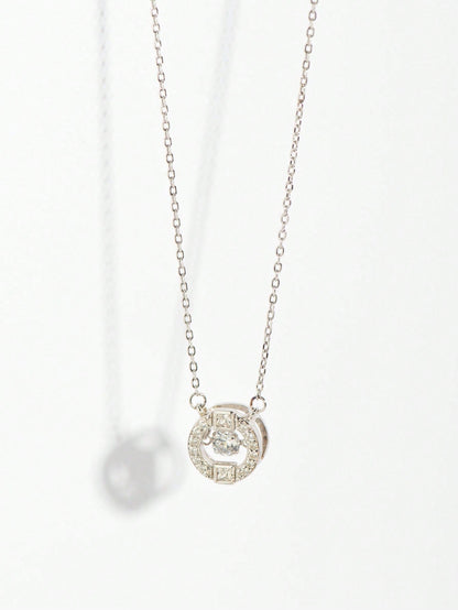 An elegant and light luxury S925 silver round pendant necklace. Fashionable and simple, suitable for dating, parties and commuting. - LEIDAI
