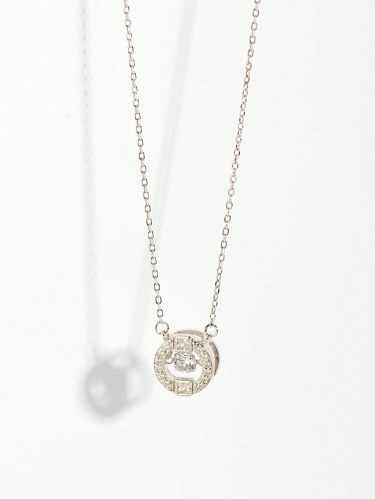 An elegant and light luxury S925 silver round pendant necklace. Fashionable and simple, suitable for dating, parties and commuting. - LEIDAI