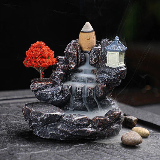Backflow Incense Holder Waterfall Incense Burner Home Decor Aromatherapy Ornament Incense Cones with Backflow Incense Cones - LEIDAI