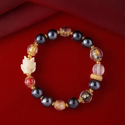 Black Ceramic & Gold Foil Couple's Luck Bracelet| Bless Jade - LEIDAI
