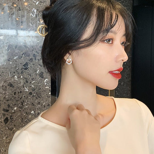 Bow Pearl Earrings Women's Popular High - end Light Luxury Earrings 925 Sterling Silver Needle Ear Accessories - LEIDAI
