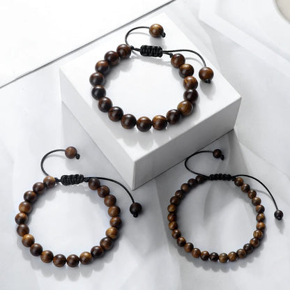 Buddha 6/8/10mm Wooden Beads Vintage Handmade Bracelets Prayer Black Rosewood Bracelet Men Women Yoga Meditation Pulsera Jewelry - LEIDAI