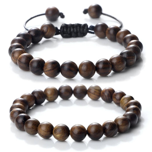 Buddha 6/8/10mm Wooden Beads Vintage Handmade Bracelets Prayer Black Rosewood Bracelet Men Women Yoga Meditation Pulsera Jewelry - LEIDAI
