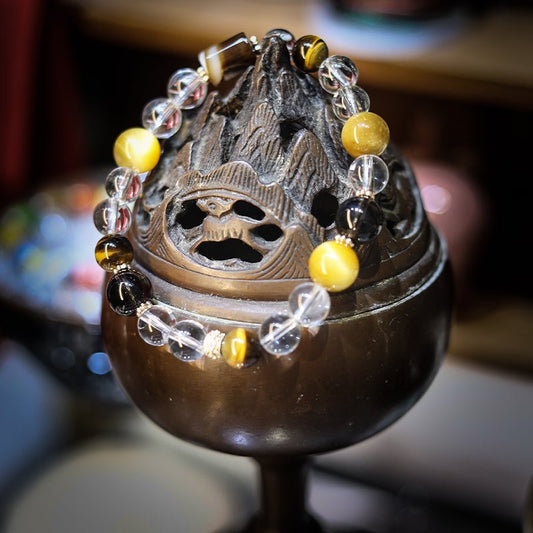 clear eye tiger eye white crystal hand skewer| Bless Jade - LEIDAI