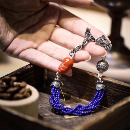 Confidence Blessing Blue Gold South Red Bracelet| Bless Jade - LEIDAI
