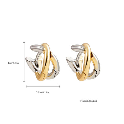 Creative Gold Color Metal Criss - cross Earrings for Women Fashion Geometric Small Earring Hoop Huggies Jewelry Gift - LEIDAI