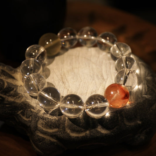 Energy yellow and white crystal glue flower bracelet| Bless Jade - LEIDAI