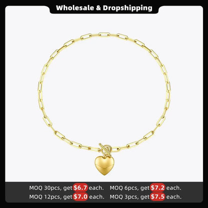 ENFASHION Heart Pendant Necklaces For Women Gold Color Stainless Steel Choker Necklace Fashion Jewelery Party Wholesale P203148 - LEIDAI