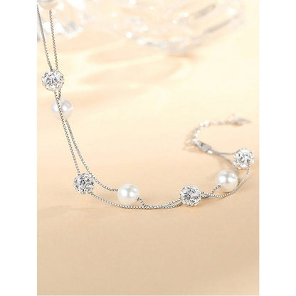 LEIDAI Double Layered 925 Sterling Silver Bracelet Geometric Sphere Gifts for Women - LEIDAI
