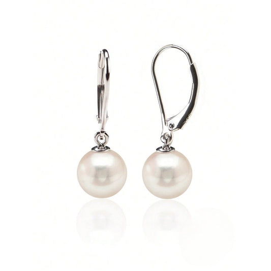 LEIDAI Handpicked Quality Freshwater Cultured Pearl Earrings Leverback Dangle Stud Pearl Earrings - LEIDAI