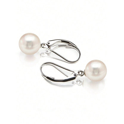 LEIDAI Handpicked Quality Freshwater Cultured Pearl Earrings Leverback Dangle Stud Pearl Earrings - LEIDAI