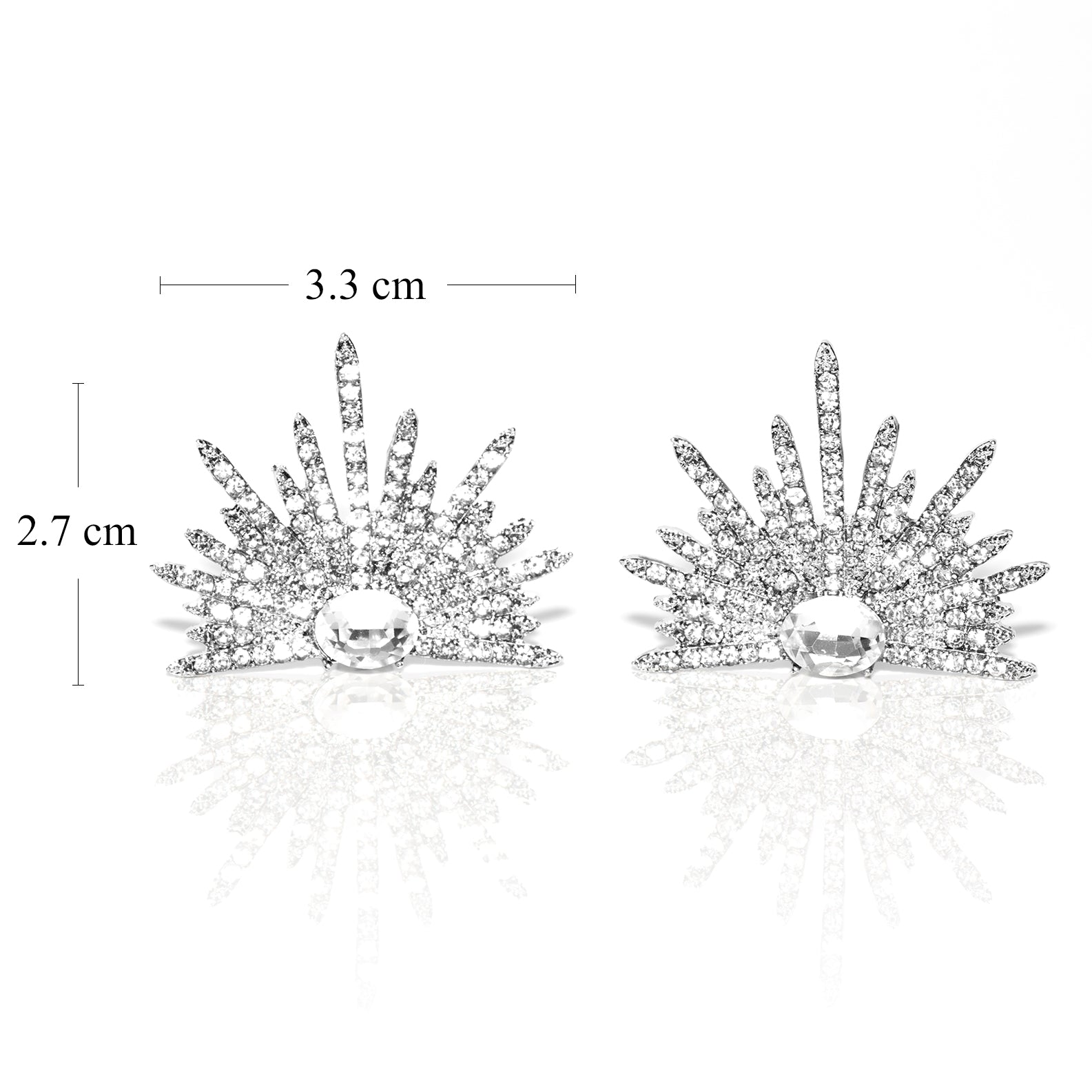 LEIDAI Silver Sparkling Earrings Rhinestone Earring Wings Studs Earrings Prom Party Wedding Jewelry Large Statement Earrings for Women - LEIDAI