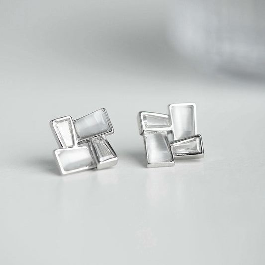 Minimalist Geometric s925 Silver Needle Commuting Hollow Diamond Shape High - end Earrings for Women - LEIDAI